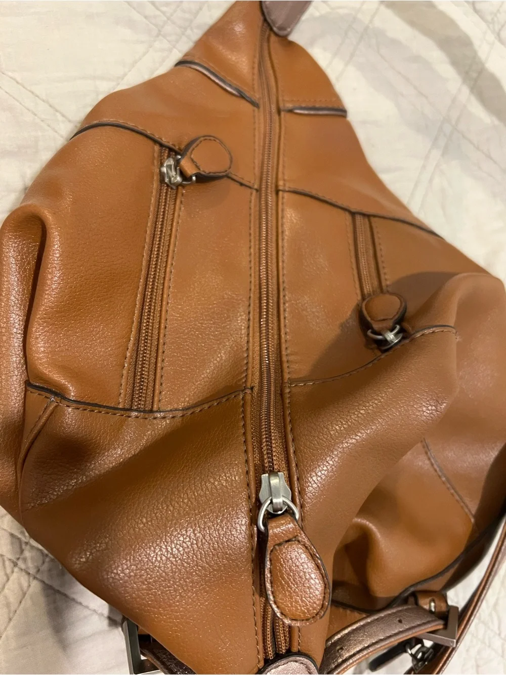 Liz Claiborne Tan Leather Sling Backpack